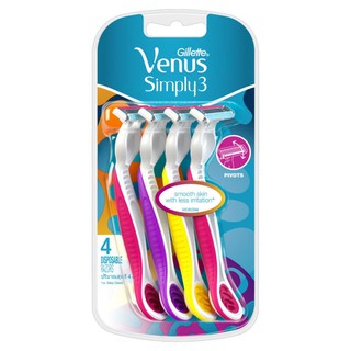 ใบมีดโกน มีดโกนหนวด Gillette Simply Venus Disposable Elastomer Handle Pink 4S