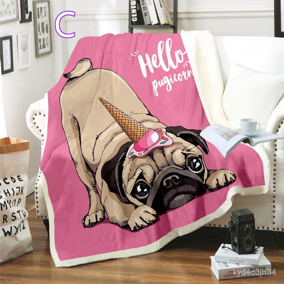 9 Styles Kids Anime Pug Dog 3D Blanket Fleece Cartoon Art Print ...