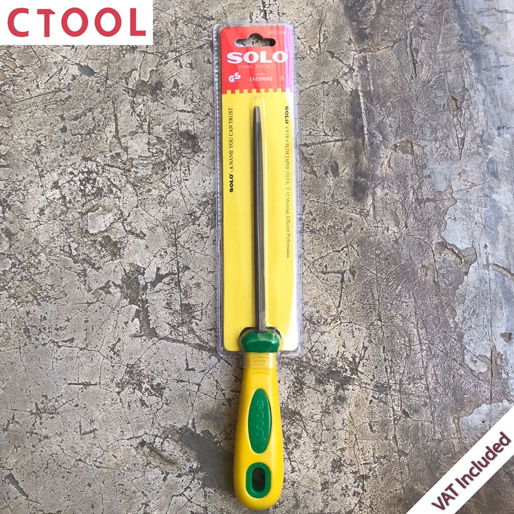 ตะไบสามเหลี่ยมพร้อมด้าม 6นิ้ว รุ่น 3380-6" Solo ของแท้ - Authentic Double Extra Slim Taper File - ซีทูล Ctool