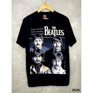 Thebeatlesเสื้อยืดสีดำสกรีนลายPG19