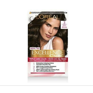 ครีมเปลี่ยนสีผม ลอรีอัล (Loreal Excellent) เอ็กเซเลนท์ เบอร์3 สีน้ำตาลเข้ม