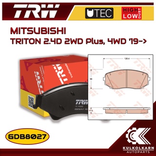 ผ้าเบรคหน้า TRW สำหรับ MITSUBISHI TRITON 2.4D 2WD Plus, 4WD 19-&gt; (GDB8027)