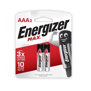 ถ่านอัลคาไลน์ Energizer Max ขนาด AAA 1.5V P2 Alkaline Batteries (LR03) แพ็ค 2 ก้อน แท้ศูนย์