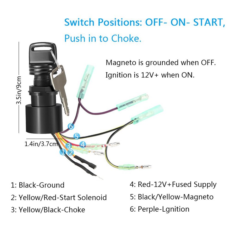 Push to Choke Ignition Starter Switch for Mercury Boat Motors