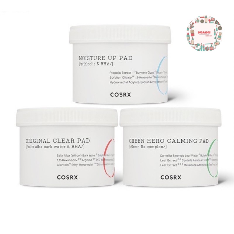 COSRX One Step Original Clear, Green Hero Calming, Moisture Up 70, 90, 100 Pad / Cica, Poreless, Cleansing, Propolis