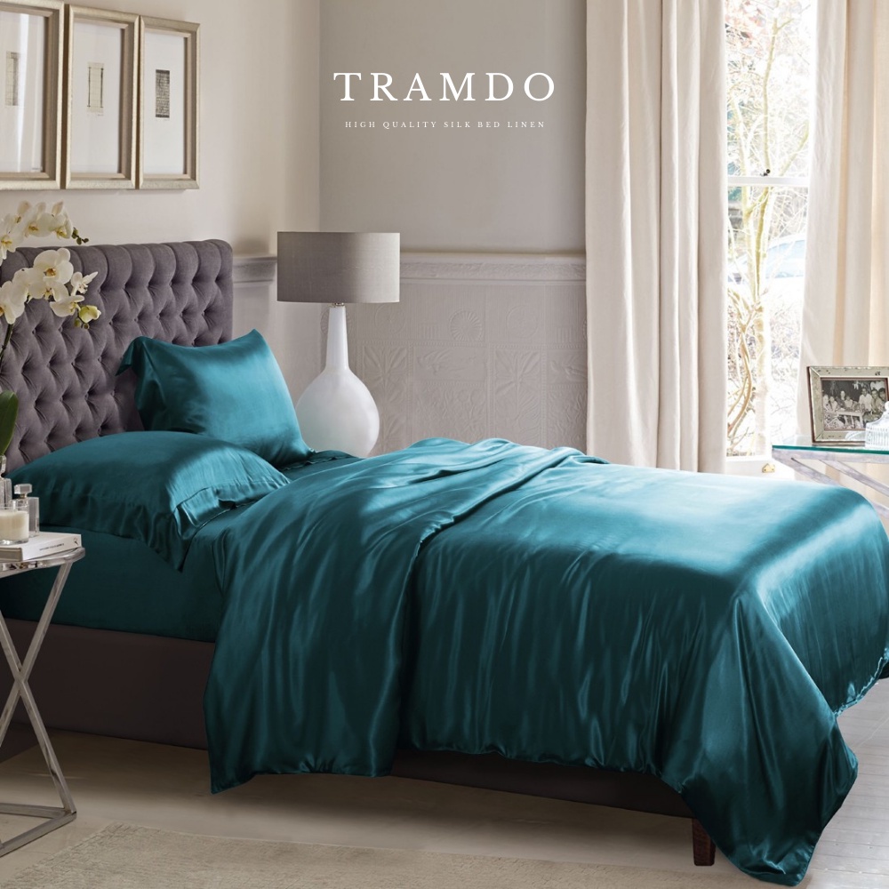NITE9SILK TRADO BEDDING Luxury Silk BEDDING Set in Duck Blue