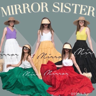 📌ทักก่อนสั่ง📌กระโปรงยาว ทรงบาน แต่งกุ๊น เอว25”-30” Mirror