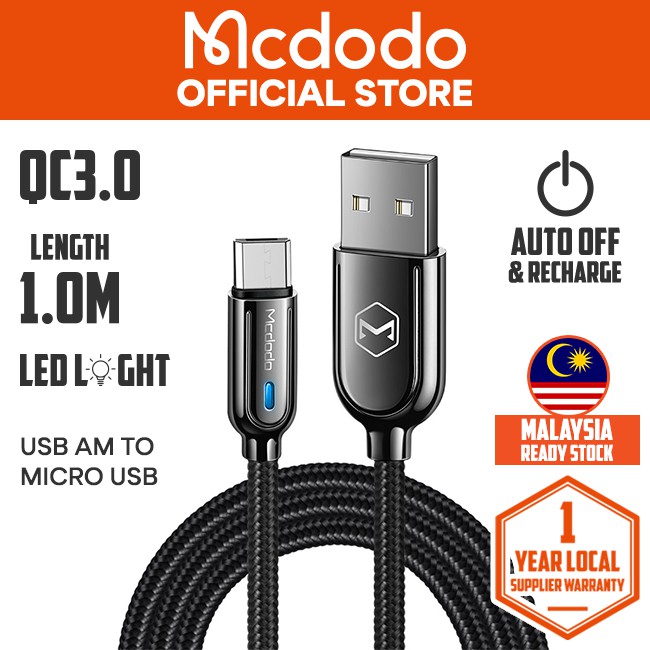 Mcdodo Smart Series 2.4A QC3.0 Auto Disconnect & Recharge Micro USB Data Cable 1m CA620