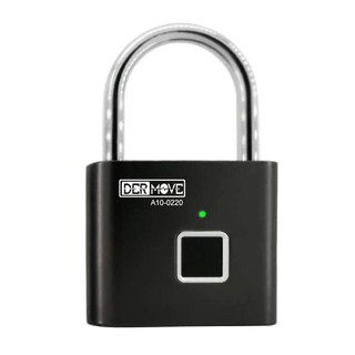กุญแจคล้องสแกนลายนิ้วมือ DERMOVE A10 สีดำ SMART FINGER PRINT PADLOCK DERMOVE A10 BLACK