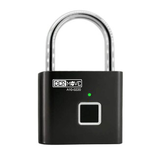 กุญแจคล้องสแกนลายนิ้วมือ DERMOVE A10 สีดำ SMART FINGER PRINT PADLOCK DERMOVE A10 BLACK