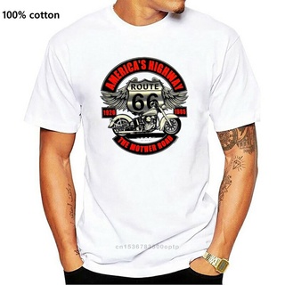 ขายดี เสื้อยืดลําลอง แขนสั้น คอกลม พิมพ์ลาย V-Twin Route66 America Highway สไตล์ฮิปฮอป สําหรับผู้ชาย JDihdl83FKpoln27Siz