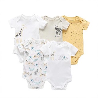 Ally Baby mamas&amp;papas Bodysuit เซ็ต เสื้อผ้าเด็ก แขนขาสั้น ลาย ยีราฟ 5 ชุด