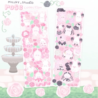 sticker PP rose collection  สติกเกอร์เคลือบโฮโลแกรม สติกเกอร์แต่งเฟรมการ์ด สติกเกอร์ตกแต่ง (millky.studio)