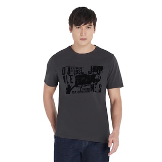 DAVIE JONES เสื้อยืดพิมพ์ลาย กำมะหยี่ สีเทา Corduroy Print T-Shirt in grey TB0217GY