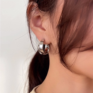 ต่างหูห่วงเงินมินิมอล Minimalist Layered Hoop Earrings