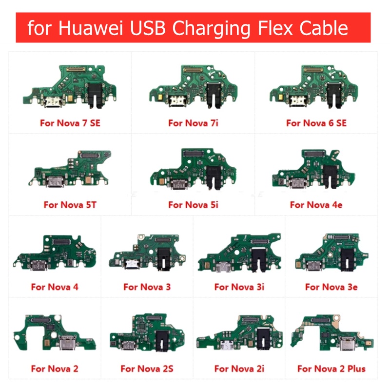 อะไหล่พอร์ตชาร์จ USB สายเคเบิลอ่อน ปลั๊กเชื่อมต่อ แบบเปลี่ยน สําหรับ Huawei Nova 2i Nova 7i 7 6 SE 5T 5i 4e 4 3 3i 3e 2S 2 Plus