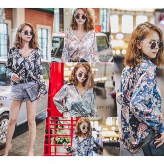 🍀Deezy🍀 เสื้อเชิตผ้าซาตินพิมพ์ลาย