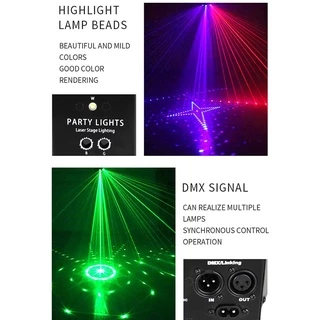 รีโมทคอนโทรล 9 ดวง Dj party RGB Laser Strobe 2 In 1 สําหรับงานปาร์ตี้ ไฟเลเซอร์ ไฟเลเซอร์ RGB ไฟเลเซอร์ปาร์ตี้ ไฟบาร์