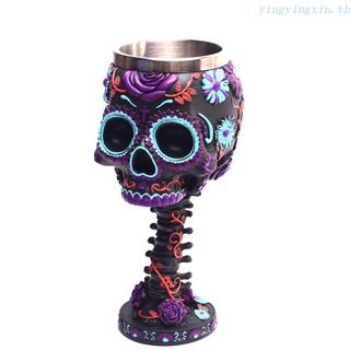 YIN Medieval Skeleton Chalice Skull Cup Double Wall Drinking Goblet Resin Material