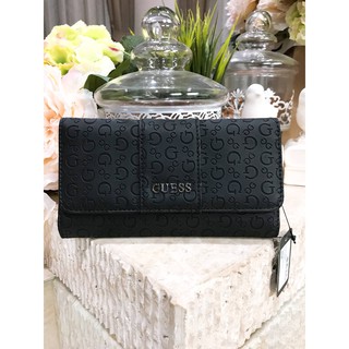 GUESS FACTORY WOMENS WALLET กระเป๋าสตางค์ใบยาว3พับดีไซน์ยอดนิยมหนังปั้มโลโก้รอบใบ