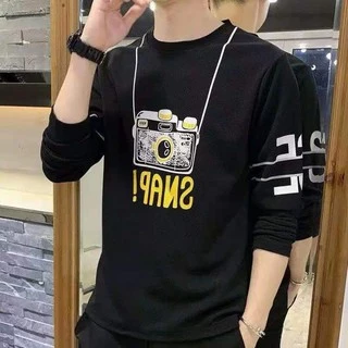 พร้อมส่งเสื้อยืดแขนยาวแฟชั่นผู้ชายลุคเกาหลี เนื้อผ้าดี ผ้าเนียนนุ่ม ใส่ไปไหนก็ดูเท่(T-023）