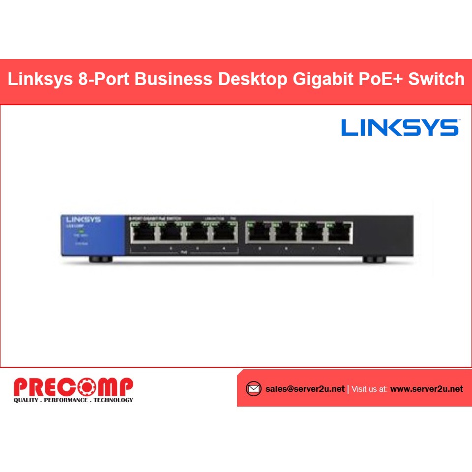 Linksys 8-Port Business Desktop Gigabit PoE+ Switch (LGS108P-AP)