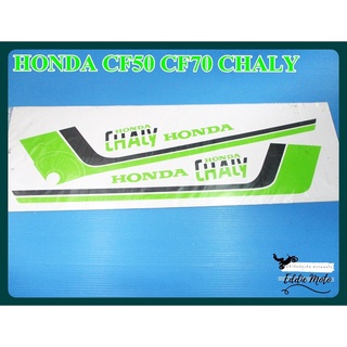 HONDA CF50 CF70 CHALY STICKER "BLACK" &amp; "LIGHT GREEN" SET PAIR // สติ๊กเกอร์ชาลี สีดำ-เขียว เคลือบเงา งานพิมพ์สวย คมชัด