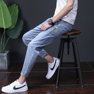 ✶☜ஐMen s Tide Brand 2020 Summer Thin Nine-point Jeans Feet Loose Straight Casual Harem Pants 9