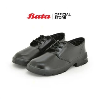 Bata รองเท้านักเรียนคัทชูประถมศึกษามัธยมศึกษาแบบทางการ หนังเงา หัวมนแบบผูกเชือก เสริมส้น 1 นิ้ว สีดำ รหัส 4216126