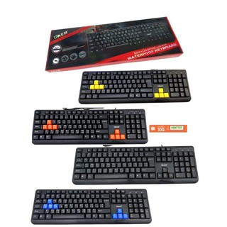 Oker คีย์บอร์ด รุ่น KB-318 Slim + Desktop Waterpoof Keyboard USB