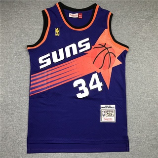 1992-93 ใหม่ NBA ฟินิกซ์ซันส์ สําหรับผู้ชาย #เสื้อกีฬาบาสเก็ตบอล ปักลาย Charles Barkley 34 สีม่วง สไตล์เรโทร