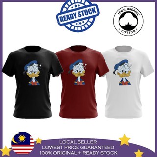 เสื้อยืดผ้าฝ้าย 100% พิมพ์ลายโลโก้ DONALD DUCK BAJU UNISEX