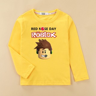 เสื้อยืดผ้าฝ้าย แขนยาว ลาย ROBLOX สำหรับเด็กผู้ชาย