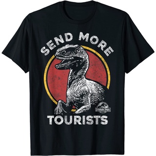 เสื้อยืด พิมพ์ลายกราฟิก Jurassic Park Send More Tourists Raptor สําหรับผู้ใหญ่S-5XL