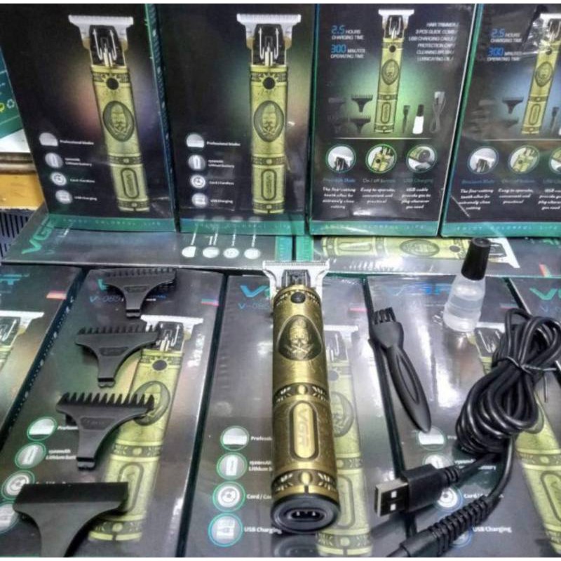 VGR V-085 ปัตเลี่ยนไร้สาย กันขอบ แต่งลาย  สำหรับช่างมืออาชีพ ตัวเครื่องลายสไตล์วินเทจ