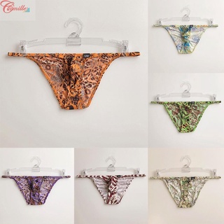 CAMILLES - -L-2XL Men Printed Low Waist Stretch Thong Underwear Ice Silk Briefs Panties-【Mens-fashion】