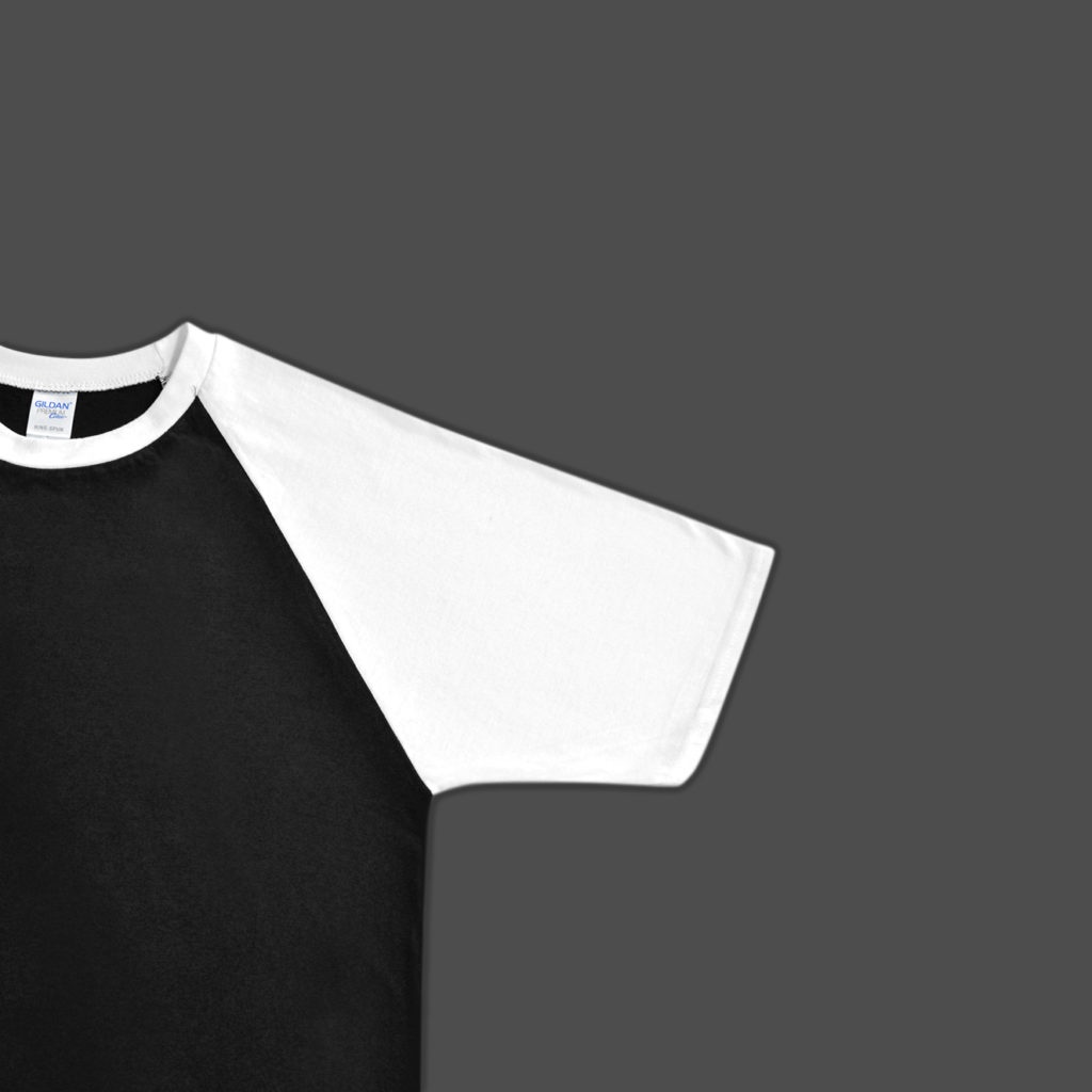 GILDAN® เสื้อยืดไหล่สโลป แขนสั้น - ตัวดำ แขนขาว - รูปที่ 3