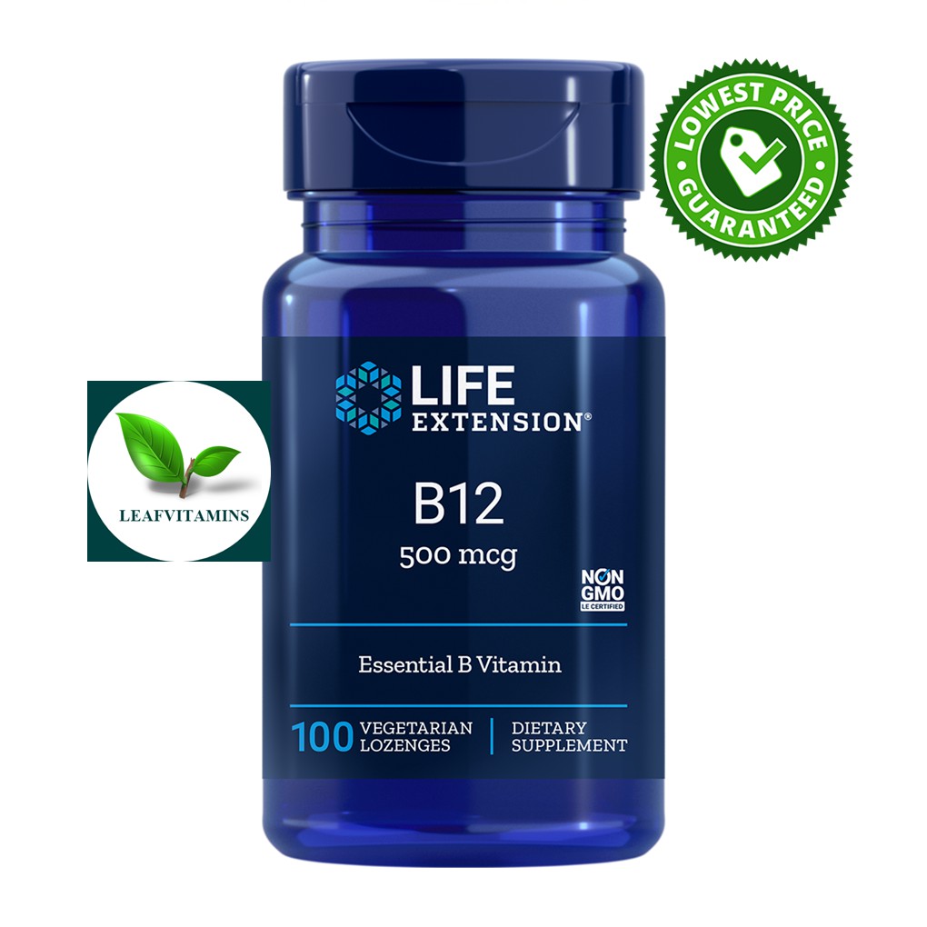 Life Extension Vitamin B12 500 mcg / 100 Lozenges leafvitamins ThaiPick