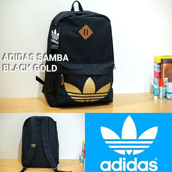 Hitam Order Qx6455x ] ADIDAS SAMBA CLASSIC Backpack Black GOLD Color/School Bag/ADIDAS Bag
