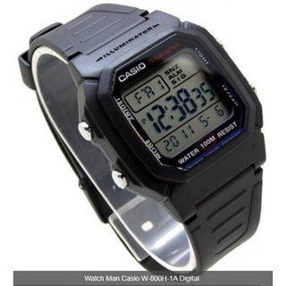 Win Watch Shop Casio รุ่น W800H1A นาฬิกาข้อมือสำหรับผู้ชายและเด็ก สายเรซิ่นสีดำ แบต 10 ปี(ส่งฟรี เคอรี่ทั่วไทย)