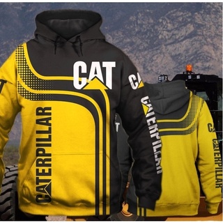 เสื้อแจ็กเก็ตกันหนาว แขนยาว มีฮู้ด พิมพ์ลายโลโก้ CAT 3D แฟชั่นสําหรับผู้ชาย 2022