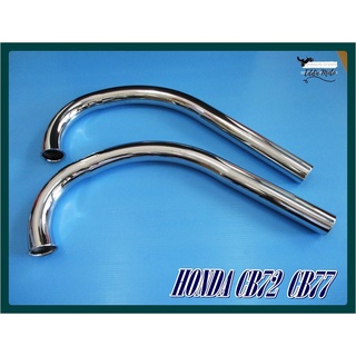 HONDA CB72 CB77 SUPERHAWK 250 305 EXHAUST MUFFLER PIPE SET "CHROME" 1 PAIR "JAPAN" // คอท่อไอเสียCB77 CB72 เหล็กชุบโครม