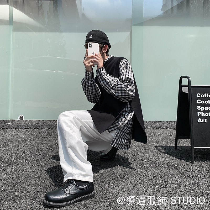 เสื้อกันหนาวเสื้อกั๊ก ฤดูใบไม้ร่วงฤดูหนาวสไตล์ถักเสื้อกั๊กสีกากีสบายๆทุกการแข่งขันหลวมสไตล์ฮ่องกงเสื้อกั๊กเสื้อกันหนาวชายหญิงคู่เสื้อกั๊กอินเทรนด์แยกถักเสื้อกั๊กกระโหลกสไตล์คอกลมถัก - รูปที่ 6