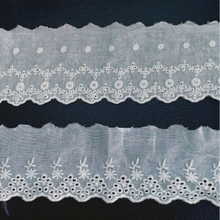 ผ้าลูกไม้ cotton 100% ผ้าลูกไม้ ลูกไม้DIY ริมลูกไม้  ริบบิ้นผ้าแก้ว ลูกไม้ระบายข้าง สําหรับตกแต่งเสื้อผ้า 1 หลา/40฿