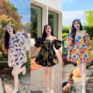 🔥พร้อมส่ง🔥ชุดเซ็ท3ชิ้นผ้าฝ้ายพิมพ์ลาย ชุดพื้นเมือง น่ารัก💥ลายเยอะมาก🌈เสื้อแขนพองสม็อคหลัง มากับกางเกงขาสั้น💥สาวอวบใส่ได้