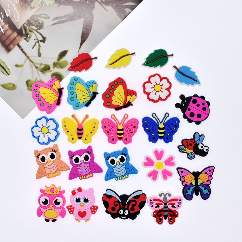 สําหรับ Crocs Jibbitz Pins การ์ตูนที่มีสีสันแมลงผีเสื้อ DIY รองเท้าปุ่ม Charm