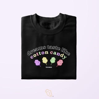 เสื้อยืดผ้าฝ้ายพิมพ์ลายเสื้อยืดคอกลมTeemsclub T-shirt - Cotton candy (black)🍭S-3XL