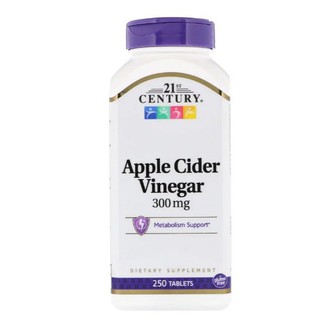 แอปเปิ้ลไซเดอร์วีนีการ์ 21st Century, Apple Cider Vinegar, 300 mg, 250 Tablets