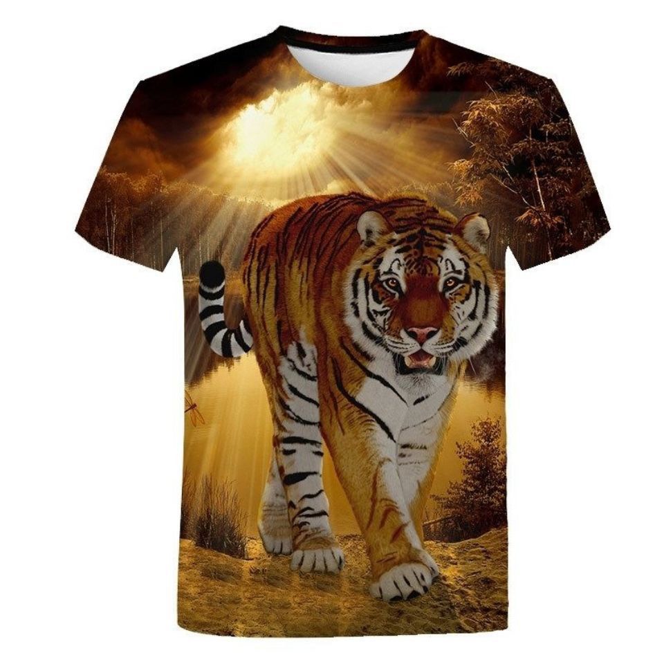 เสื้อยืดคอกลม แขนสั้น พิมพ์ลายสัตว์ เสือ 3 มิติ ทรงหลวม ขนาดใหญ่ แฟชั่นฤดูร้อน สําหรับผู้ชาย ราคา ถูกที่สุด ดีลบีเคเค แกลเลอรีภาพที่ 7