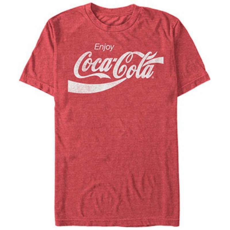 เสื้อยืดแขนสั้นผ้าฝ้าย coca - cola eighties สีแดง